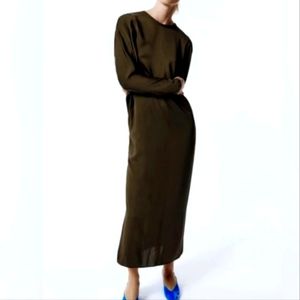 zara midi khaki dress